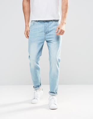 tapered light wash jeans