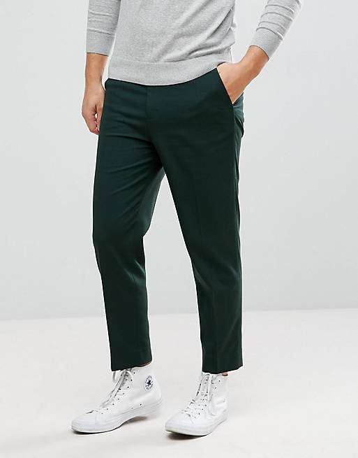 ASOS Tapered Smart Trousers In Green | ASOS