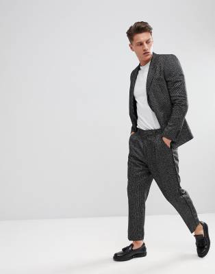 black tapered suit pants