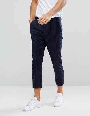 pinstripe tapered trousers