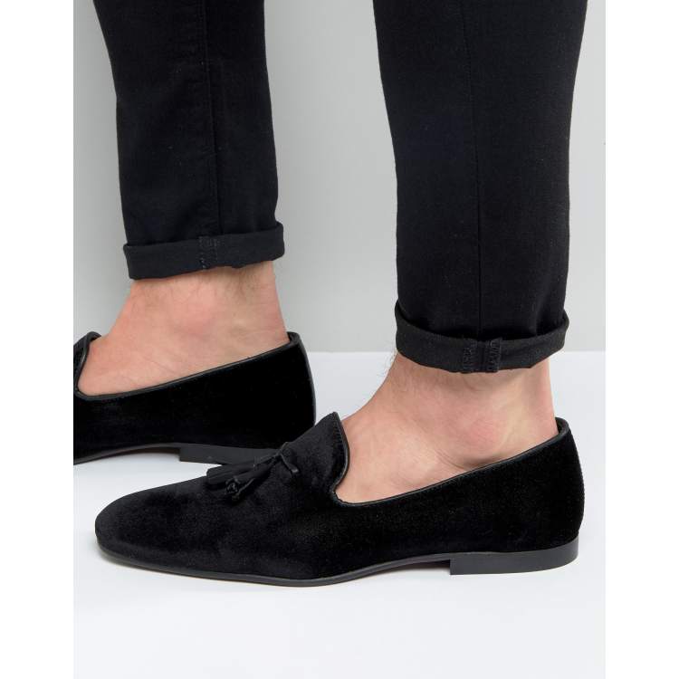 ASOS Tassel Loafers In Black Velvet ASOS