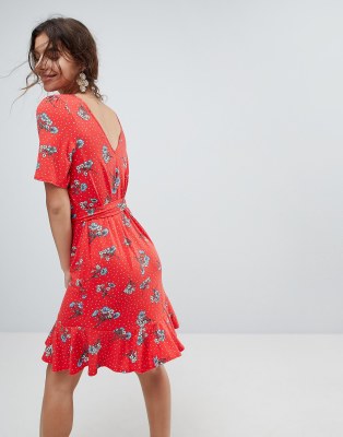 asos red frill dress