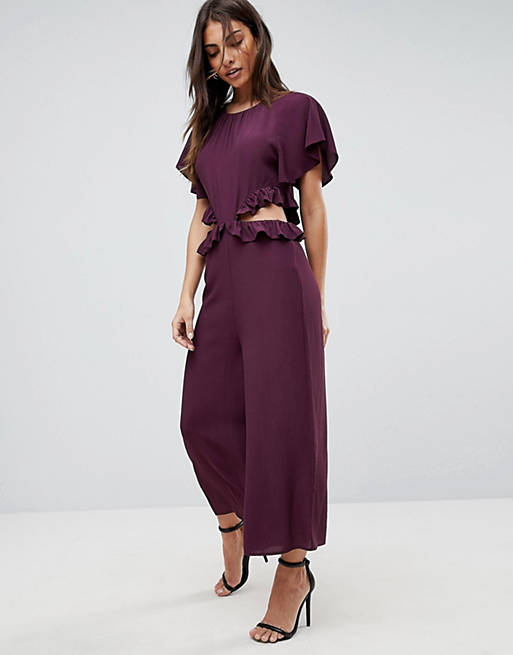 ASOS Tea Jumpsuit with Ruffles and Cut Out | ASOS