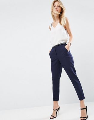 navy cigarette trousers