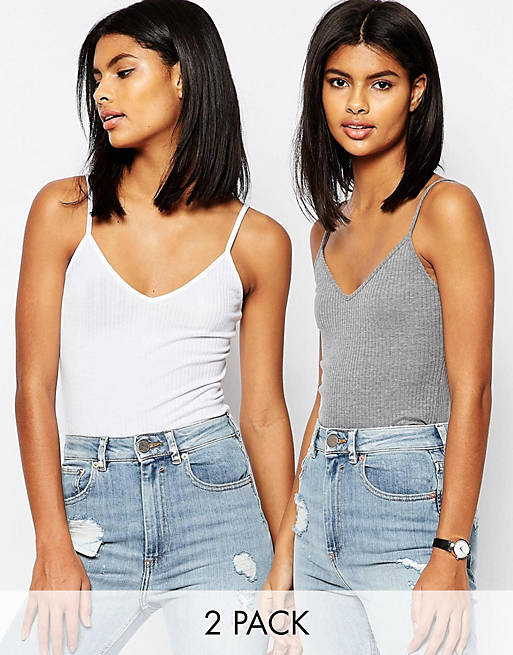 ASOS The Strappy Rib Cami 2 Pack Save 15%