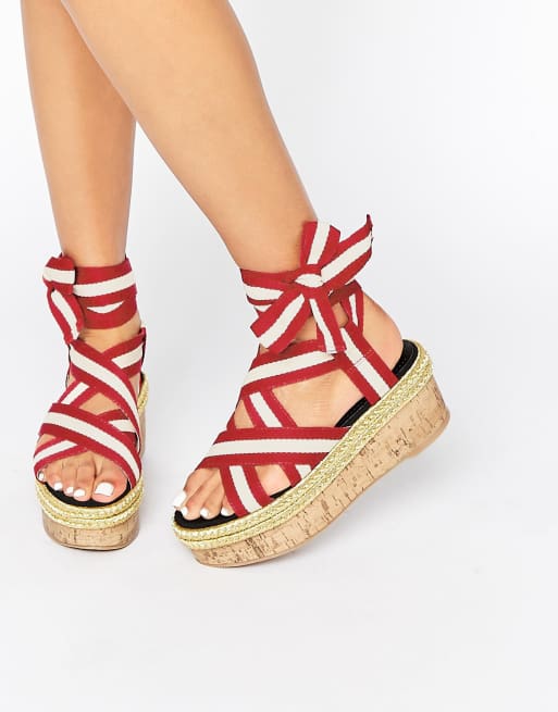 ASOS | ASOS THRILLING Tie Leg Flatform Sandals