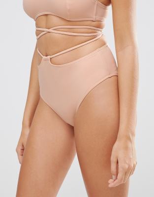 high waisted cut out bikini bottoms