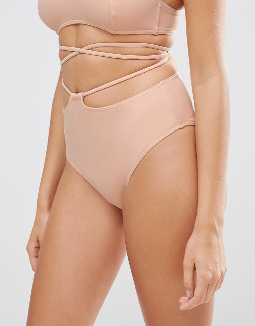 Asos Tie Cut Out High Waist Bikini Bottom Asos