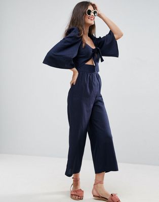 ASOS | ASOS Tie Front Bodice Jumpsuit with Flared Sleeve Detail