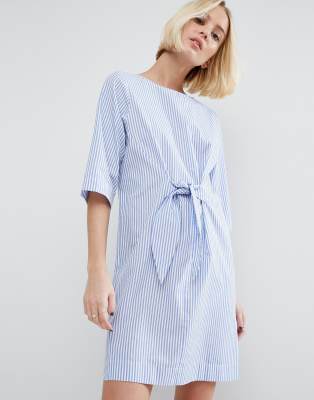 asos blue and white striped dress