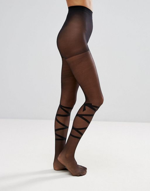ASOS DESIGN cut out detail tights in black