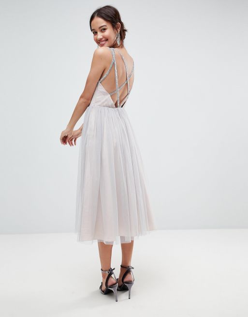 Asos design soft tulle midi clearance dress