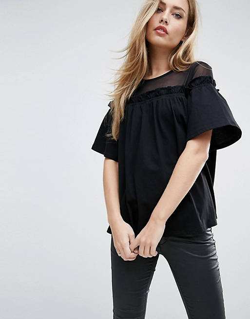 ASOS Top with Mesh Panel and Swing Detail