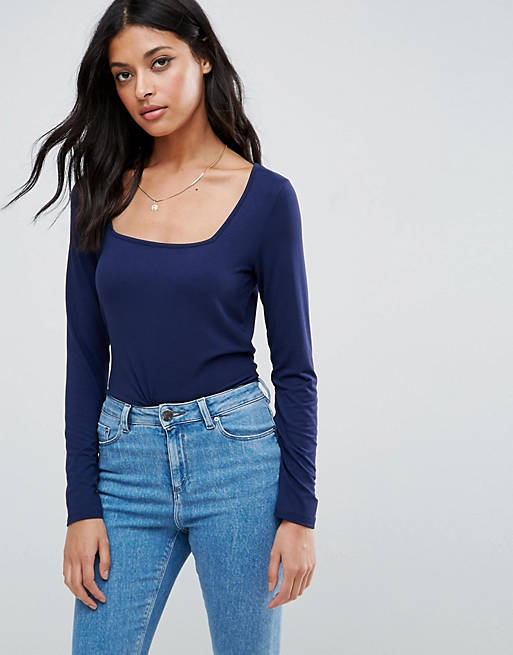 ASOS Top with Square Neck and Long Sleeve