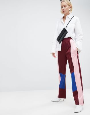 color block track pants womens