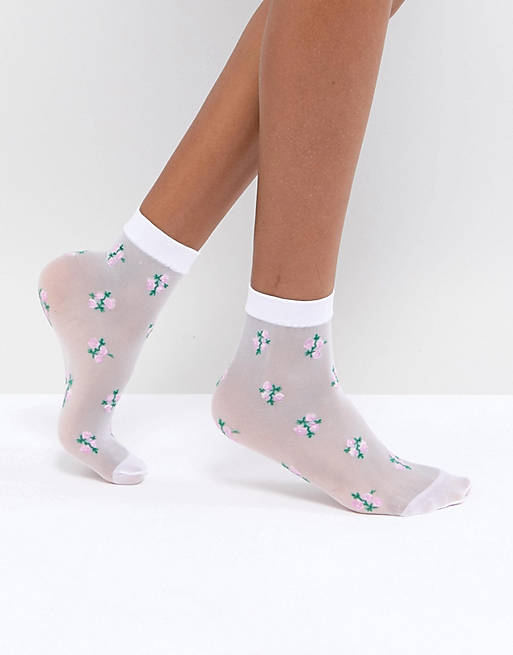 ASOS – Transparente Socken mit Blumendesign