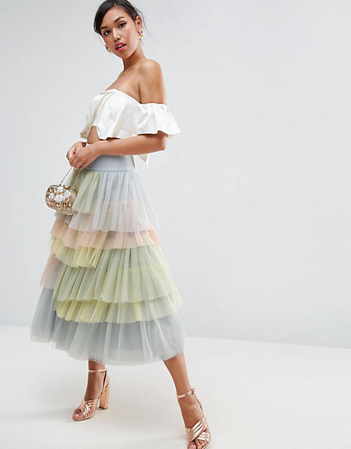 ASOS Tulle Prom Skirt in Rainbow Colors | ASOS