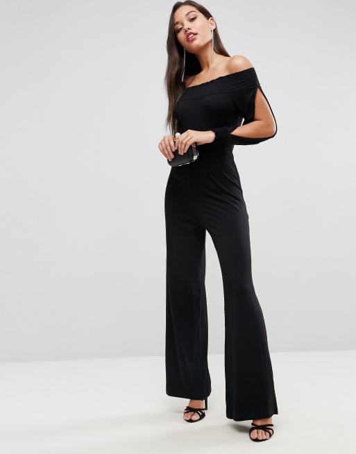 ASOS - Tuta jumpsuit in jersey con spalle scoperte e spacco