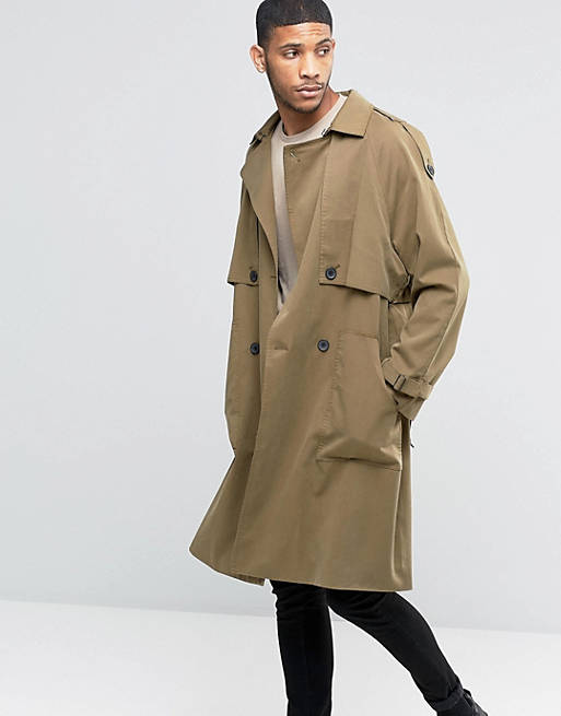 Asos Twill Trench Coat With Oversized, Why Do Trench Coats Have Shoulder Flaps
