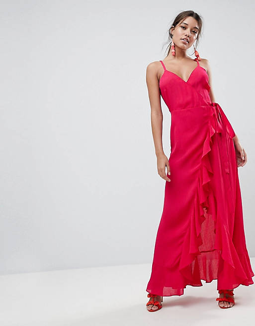 ASOS Ultimate Ruffle Front Cami Wrap Maxi Dress