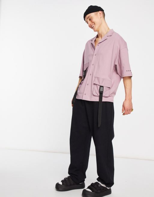 ASOS Unrvlld Spply button-through jersey shirt with utility pockets and strapping detailing with logo sleeve print, 4 of 4