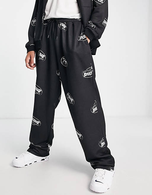 ASOS Unrvlld Spply co-ord oversized low-rise joggers with all over logo ...