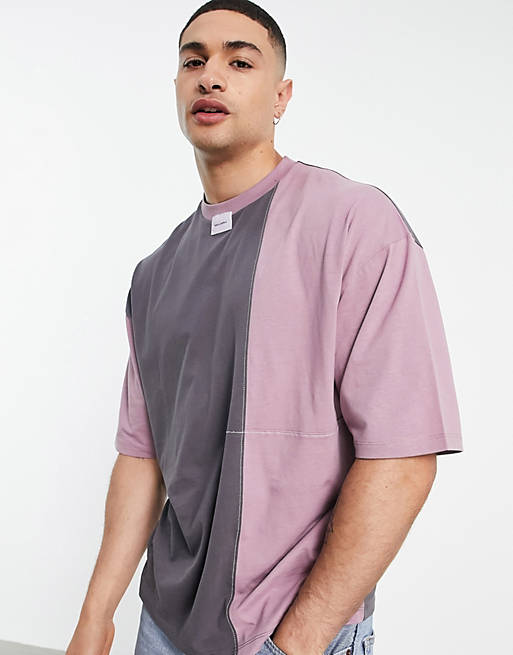 ASOS Unrvlld Spply co-ord oversized t-shirt with cut & sew colour block and logo tab detail