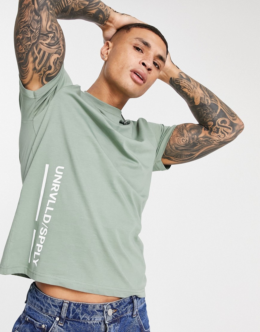 ASOS Unrvlld Spply co-ord relaxed t-shirt in green with logo print