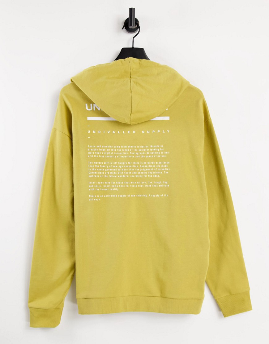 ASOS Unrvlld Spply coordinating oversized hoodie with logo print in antique gold-Yellow