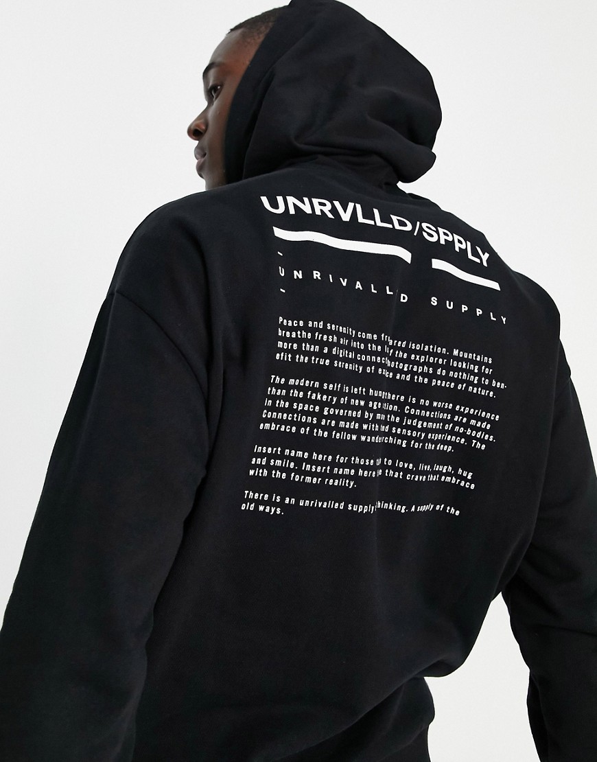 ASOS Unrvlld Spply coordinating oversized hoodie with logo print in black