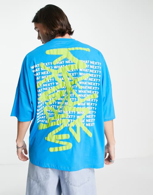 ASOS Unrvlld Spply - Ekstremt oversized T-shirt med logoprint i klar blå