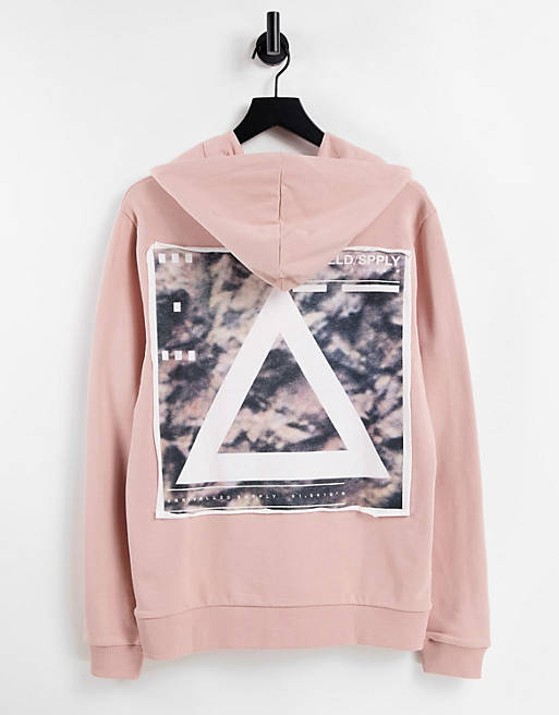 ASOS Unrvlld Spply hoodie with graphic triangle back print & chest logo