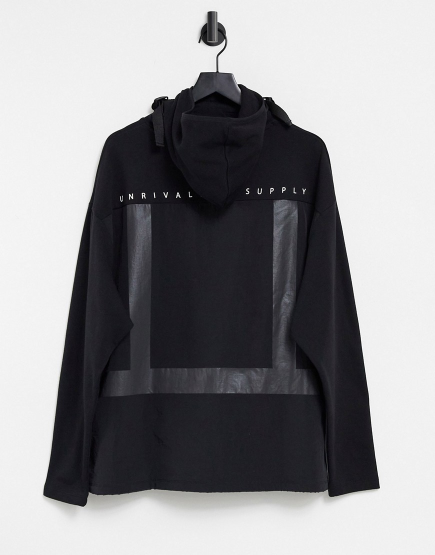 ASOS Unrvlld Spply oversized hoodie with reflective panelling & tape in black