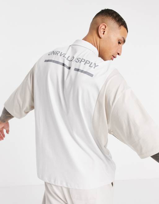 ASOS - Unrvlld Spply - Oversized polo met korte rits, cut-and-sew en logoprint, 2 van 4