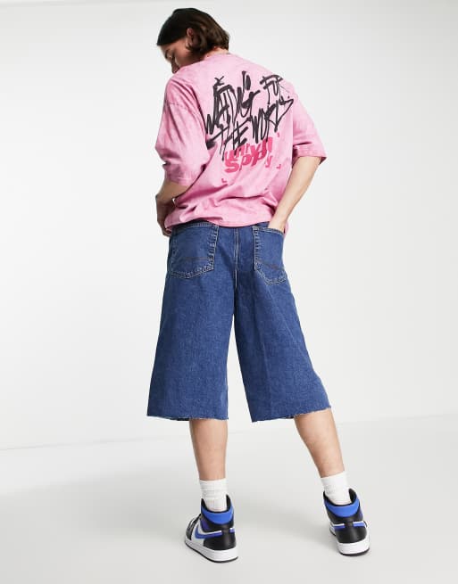 ASOS Unrvlld Spply - Oversized T-shirt med grafittilogo i lyserød syrevask