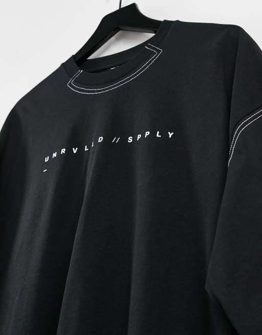 ASOS Unrvlld Spply oversized t-shirt with contrast stitch & high build ...