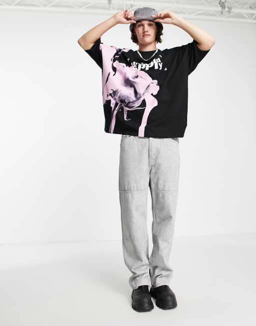 ASOS – Unrvlld Spply – Super-Oversize-T-Shirt in Schwarz mit Logoprint und platziertem Print, 3 von 4