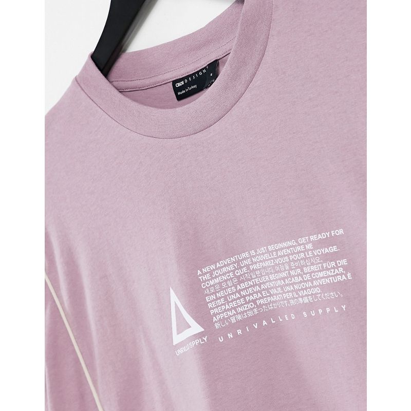 T-shirt stampate 31Avw Unrvlld Spply - T-shirt oversize con stampa del logo sul petto e profili a contrasto color malva
