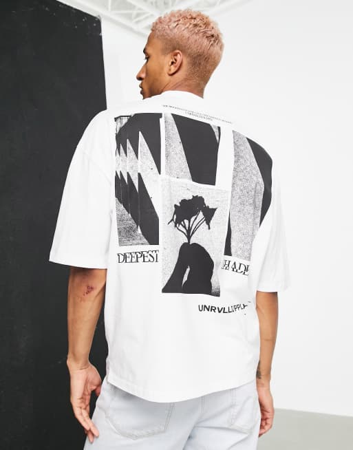 Asos Unrvlld Spply T Shirt With Logo And Photographic Print In White Asos