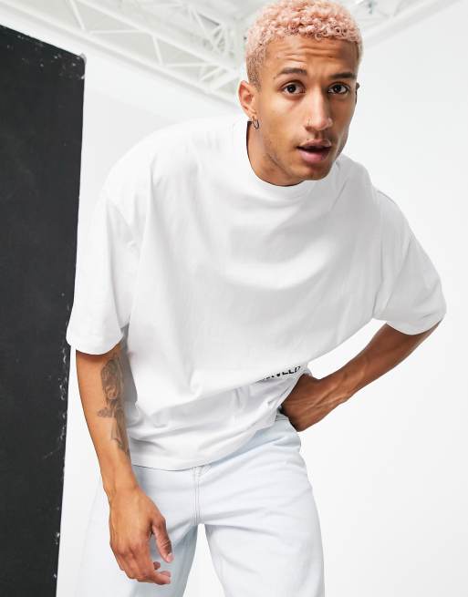 ASOS Unrvlld SPPLY Oversized T-Shirt with Logo Collar in Black