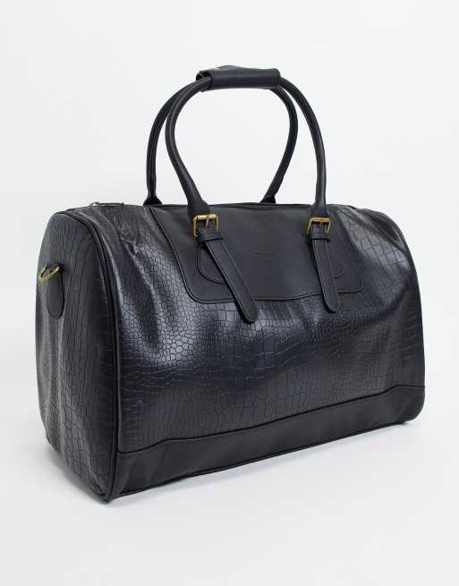 asos leather holdall