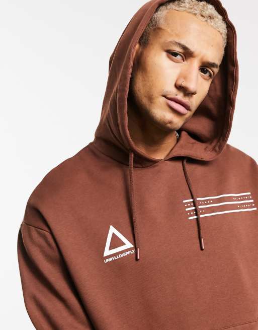 mens oversized brown hoodie