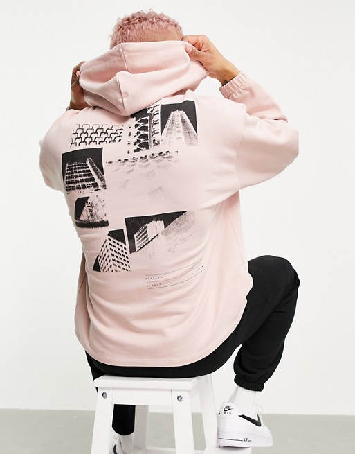 ASOS Unrvlld Spply oversized hoodie with photographic back print in pink