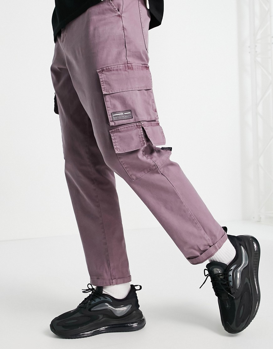 ASOS Unrvlld Supply skater fit pants with cargo pockets-Purple