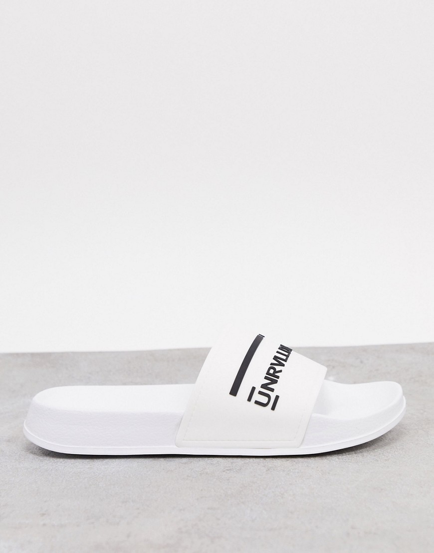 Asos Unrvlld Supply Slides In White With Rubber Strap
