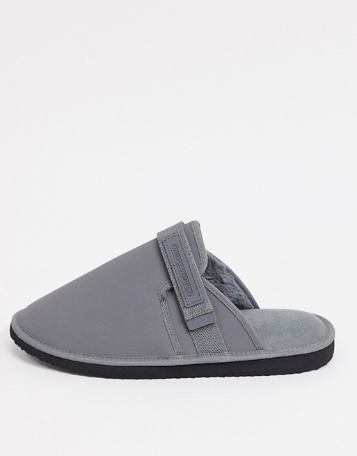 ASOS Unrvlld Supply slip on tech slippers in grey