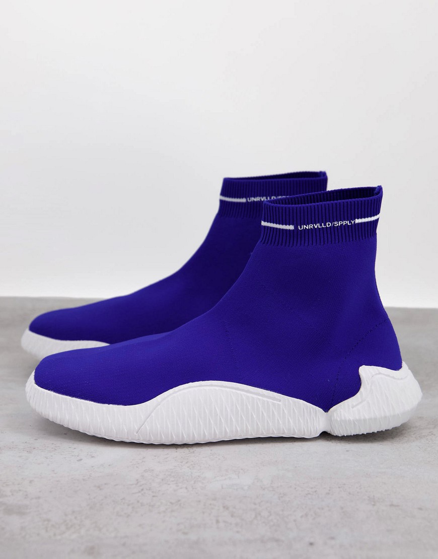 ASOS Unrvlld Supply sock sneakers with wrap sole-Blues