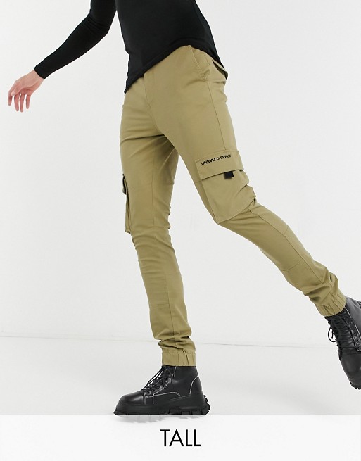 ASOS Unrvlld Spply Tall tapered cargo trousers in stone