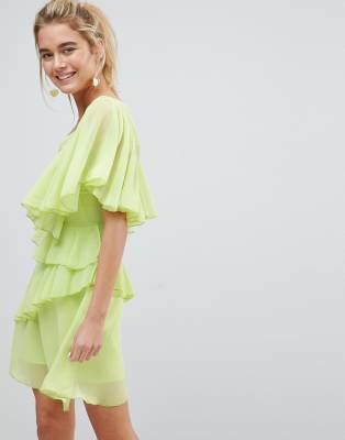 asos green ruffle dress
