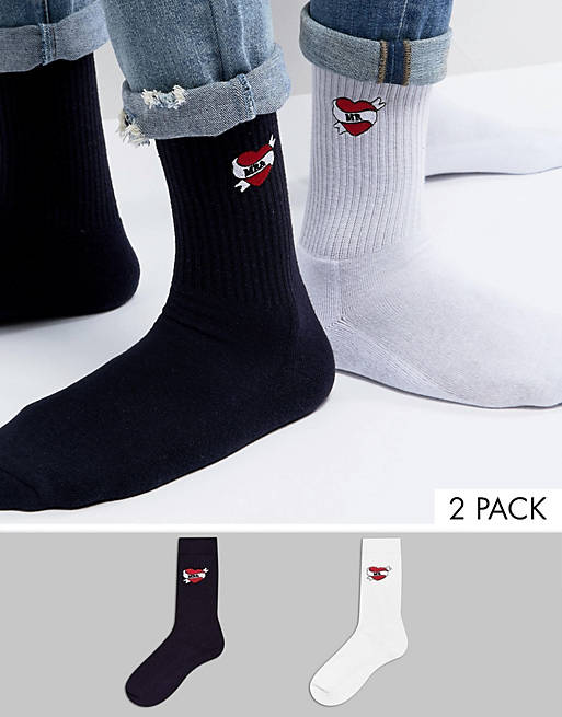 ASOS Valentines Mr & Mr Socks 2 Pack